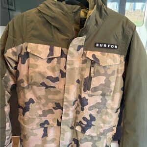 Burton Olive and Camo Hooded Snow Jacket